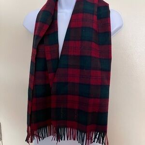 Vintage Pendleton Authentic Lindsay Tartan Wool Scarf Red and Green‎ Plaid